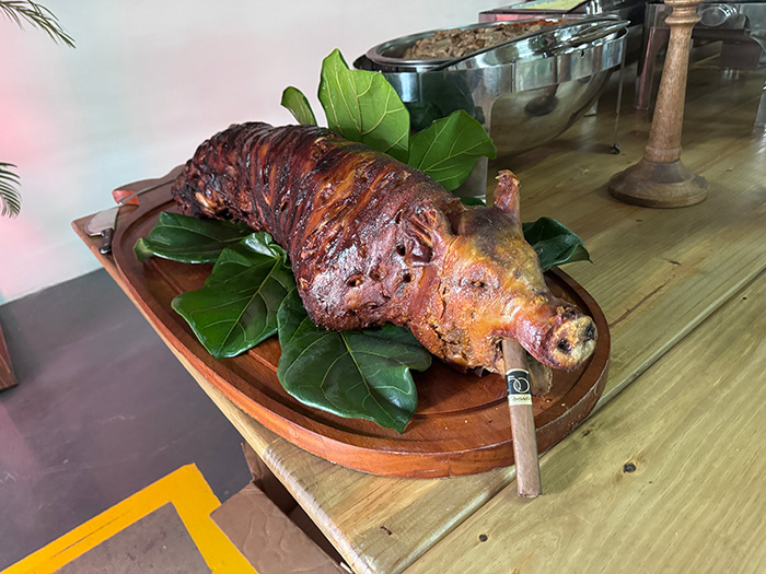 Image of Smoked Pig with Cigar in its Mouth